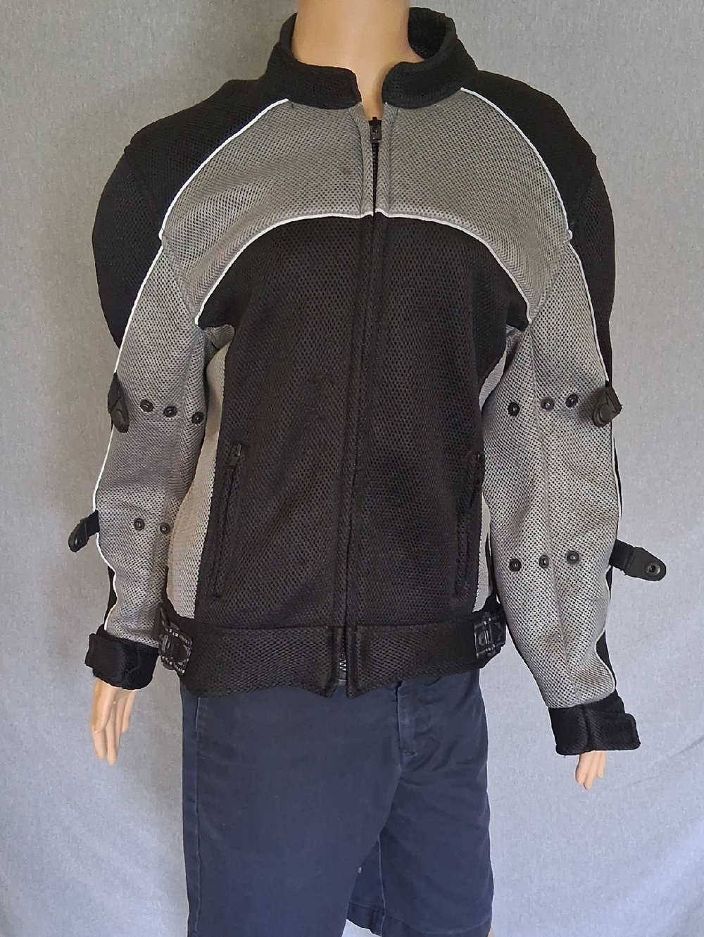 Men's Black and Gray Mesh Performance Motorcycle Jacket